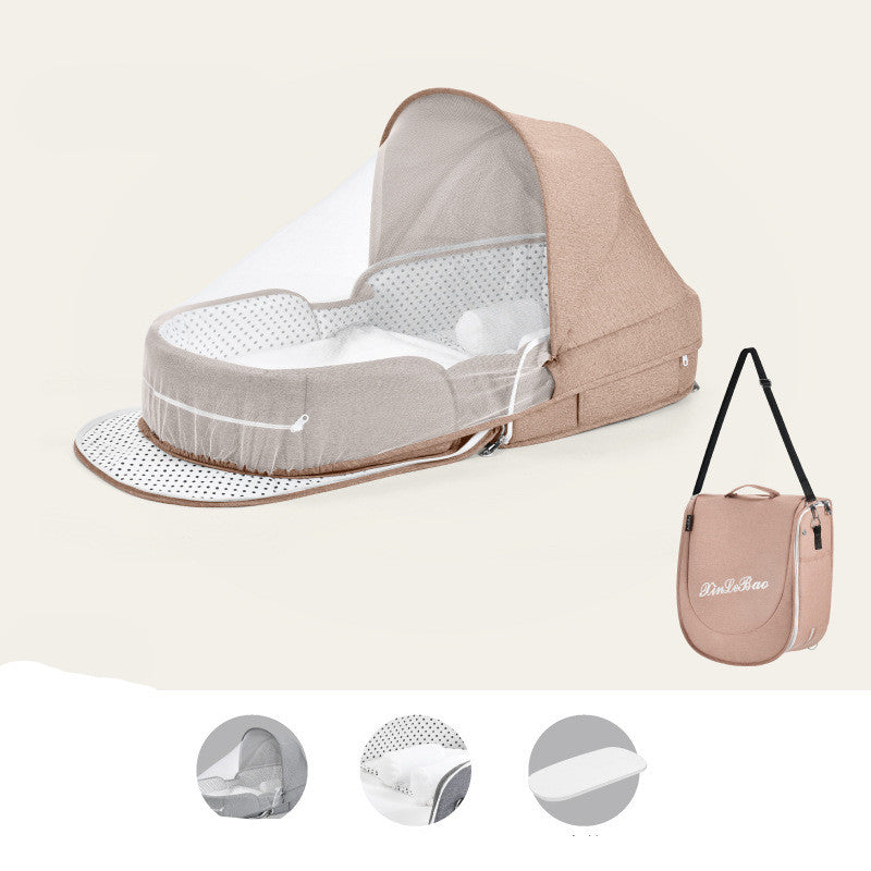 Baby Crib Multifunctional Folding Newborn Nest Toddler Bed Portable Sun Protection Mosquito Net Infant Camping Bed Travel Cot