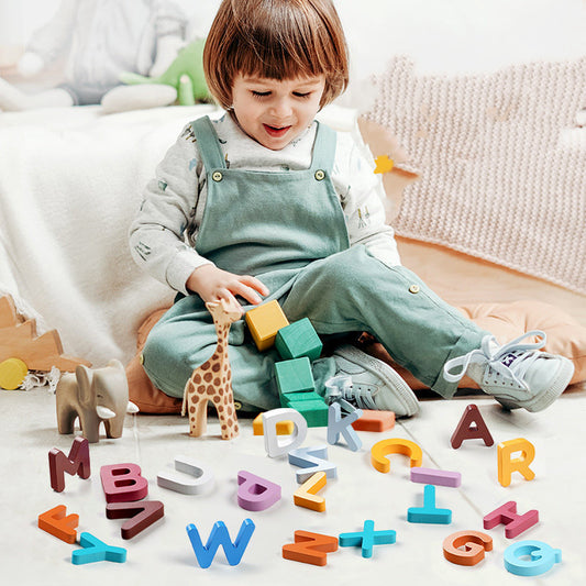 Wooden Numbers And Letters Puzzle Baby Children's Educational Toys