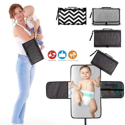 Baby Portable Foldable Washable Compact Travel Nappy Diaper Changing Mat Waterproof Baby Floor Mat Change Play Mat & Storage Bag